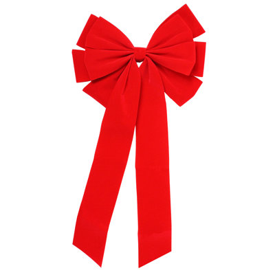 Décoration de Noël nœud de Noël en velours rouge 10 po X 22 po