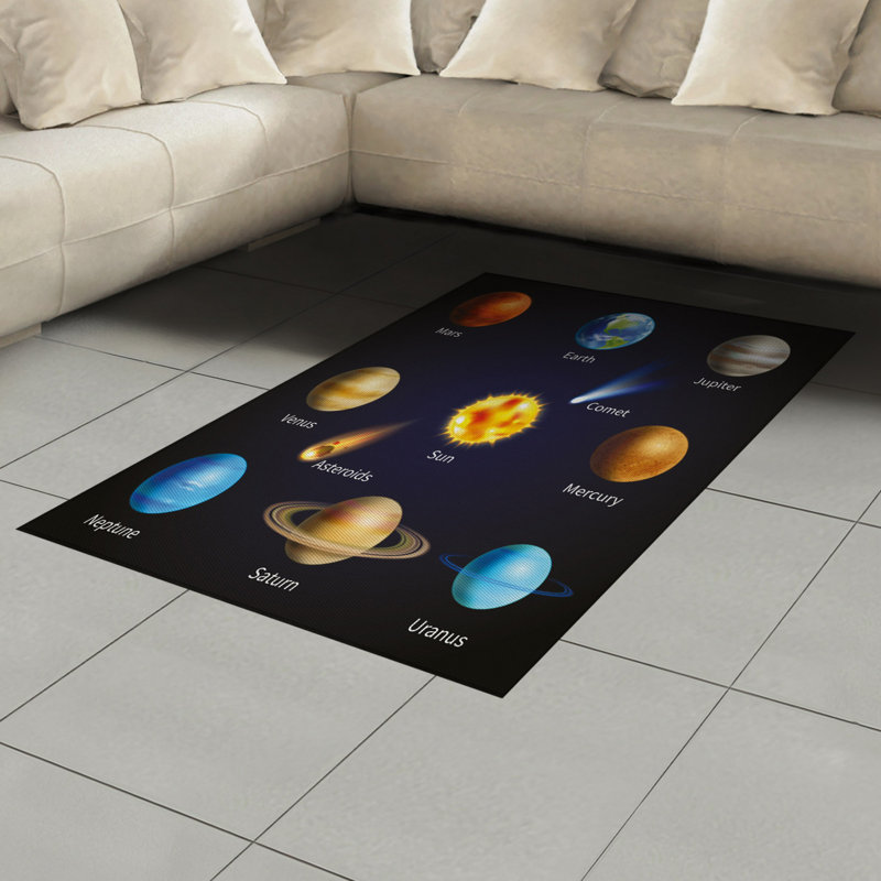 Educational Science High Density Long Fiber Poly Threads Decorative Area Rug Carpet, Rectangle 4' x 5'8"