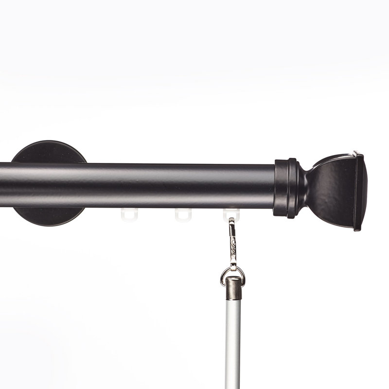 Kreger Single Curtain Rod, Black, 48"