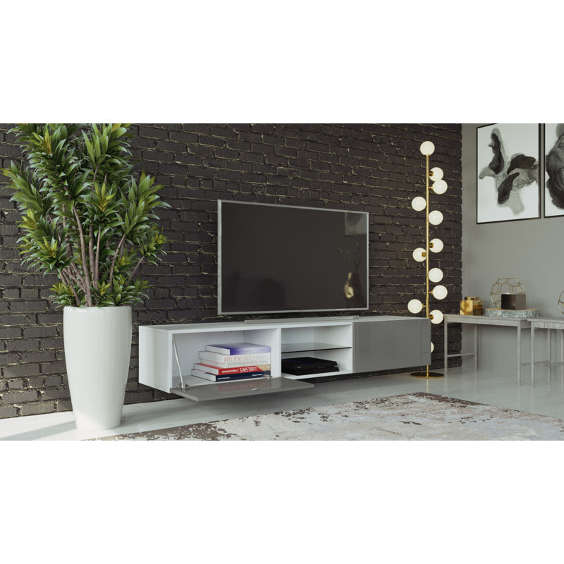 Bertin Unfinished TV Stand for TVs up to 75", White/Slate Gray