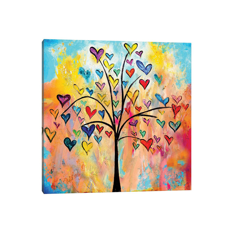 Arbre des cœurs - Estampe numérique sur toile tendue avec châssis, H 37 po x l 37 po