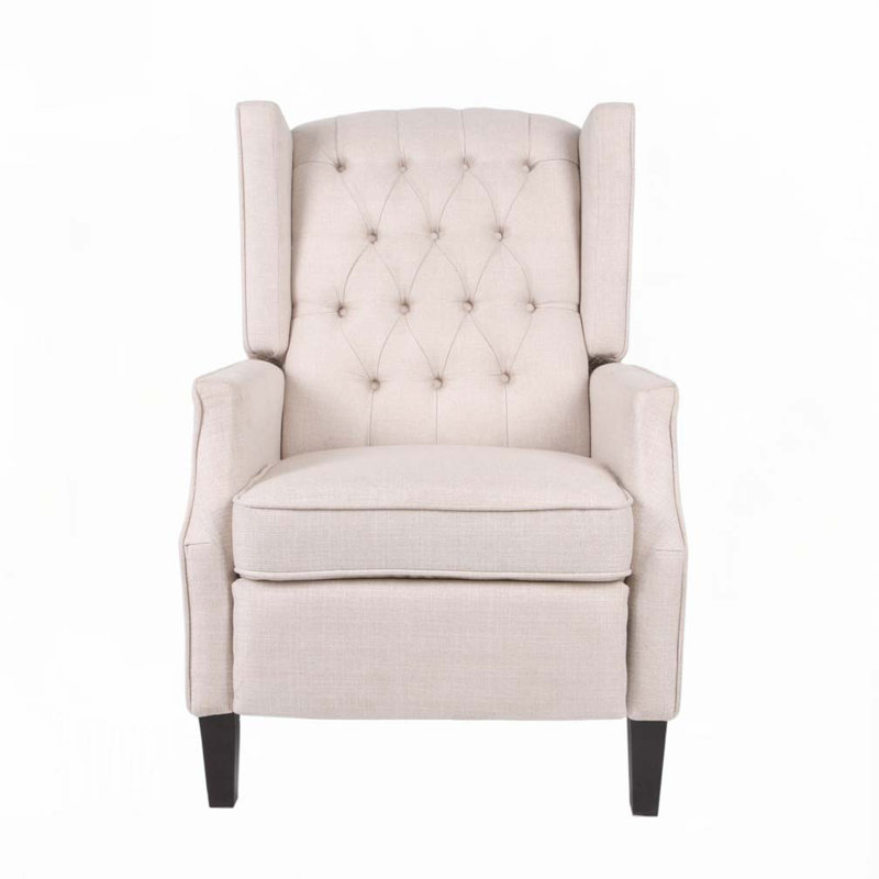 26.75" Push Back Recliner Armchair with Wingback, Beige