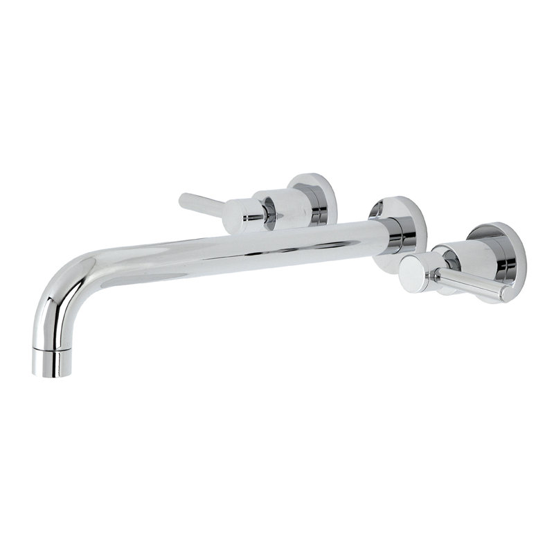 Kingston Brass Concord Two-Handle 3-Hole Wall Mount Roman Tub Faucet, Polished Chrome, Lever Handle