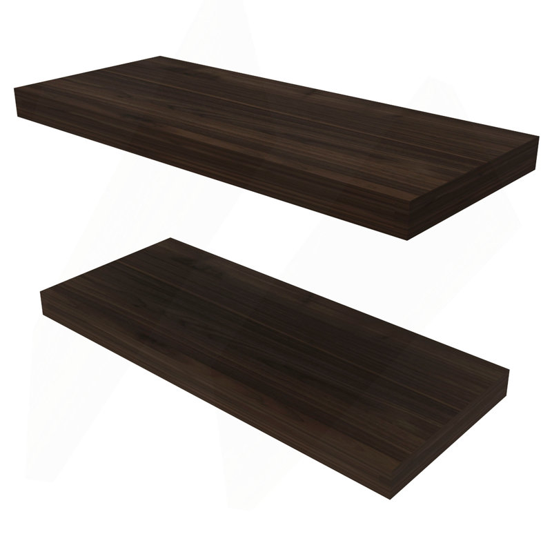 Tablettes flottantes, chêne foncé, 2 tablettes, H 1,50 po, Chêne foncé, H 1,5 po x l 31,5 po x P 9,8 po