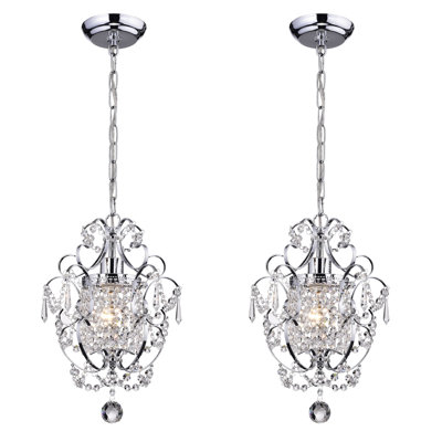 Amorette 1-Light Mini Pendant Chandelier with Crystals 