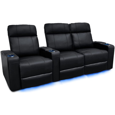 Valencia Piacenza Home Theater Seating | Premium Top Grain Nappa 9000 Leather, Power Recliner, Power Headrest, Led Lighting (row Of 3 Loveseat Right, -  Valencia Theater Seating, Piacenza3HL-R-BLK-P