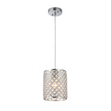 Luminaire suspendu à cylindre simple 1 lumières avec accents de cristal