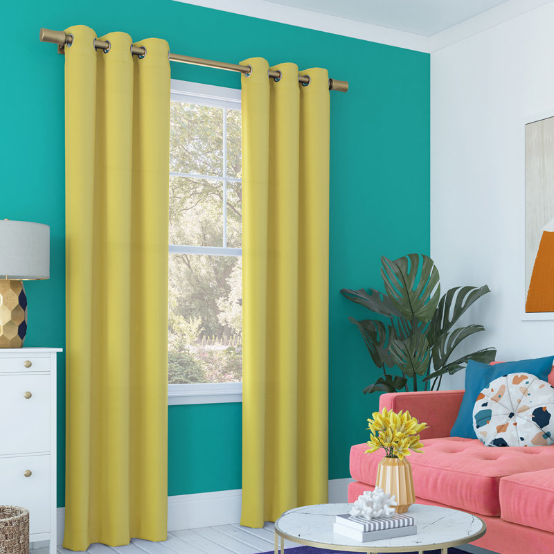 Bright Vibes 100% Blackout Grommet Curtain Panel, Sunflower Yellow, 40" x 96"