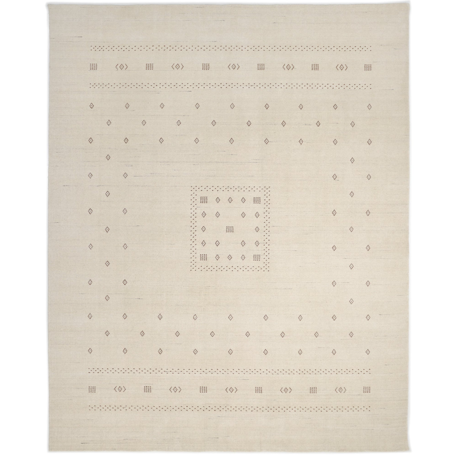 Simi Hand-Woven Geometric Cotton Wool Rug, Snow, Rectangle 6' x 9'
