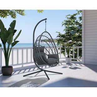 Kingman Outdoor/Indoor Porch Swing Basket Chair with Stand