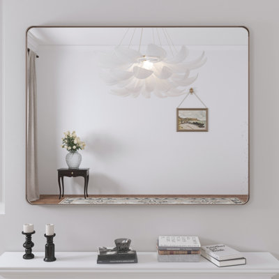 Lesamuel Filleted Corner Wall Mounted Bathroom and Vanity Mirror With Aluminum Frame