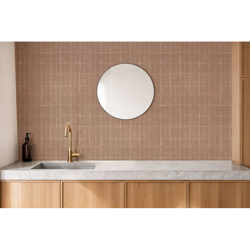Wash Grid - Wallpaper, Terracotta, Peel & Stick, Self-Adhesive