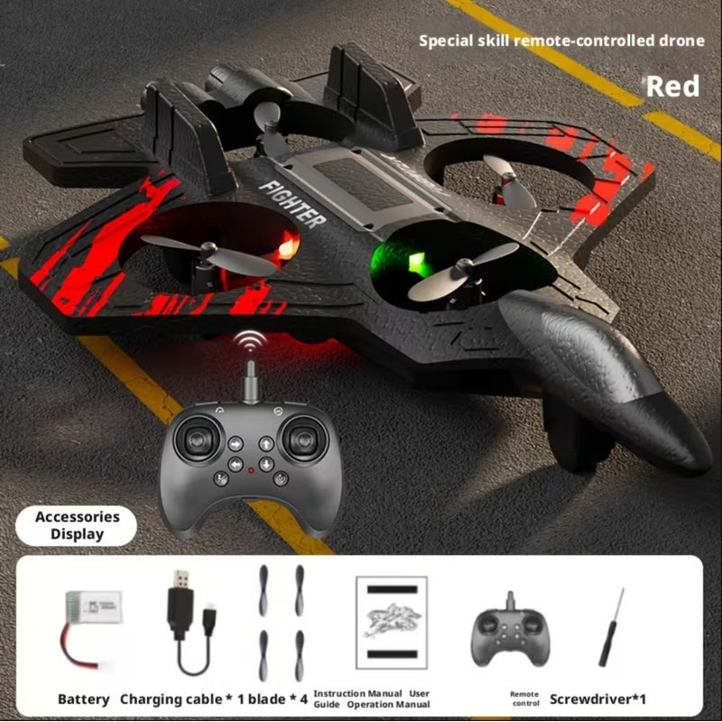 Drone télécommandé avec batterie, avion en mousse avec stationnaire stable, flips à 360 °, lumières à DEL - compatible avec les débutants pour le vol intérieur et extérieur