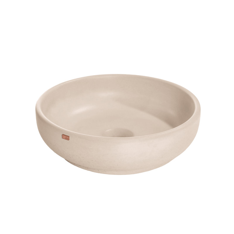 Lavabo de salle de bain vasque circulaire fait à la main Fladd, Lin beige