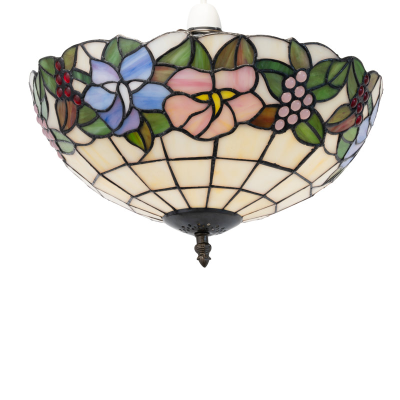 Lily 34cm Tiffany Style Glass Uplight Shade Pendant