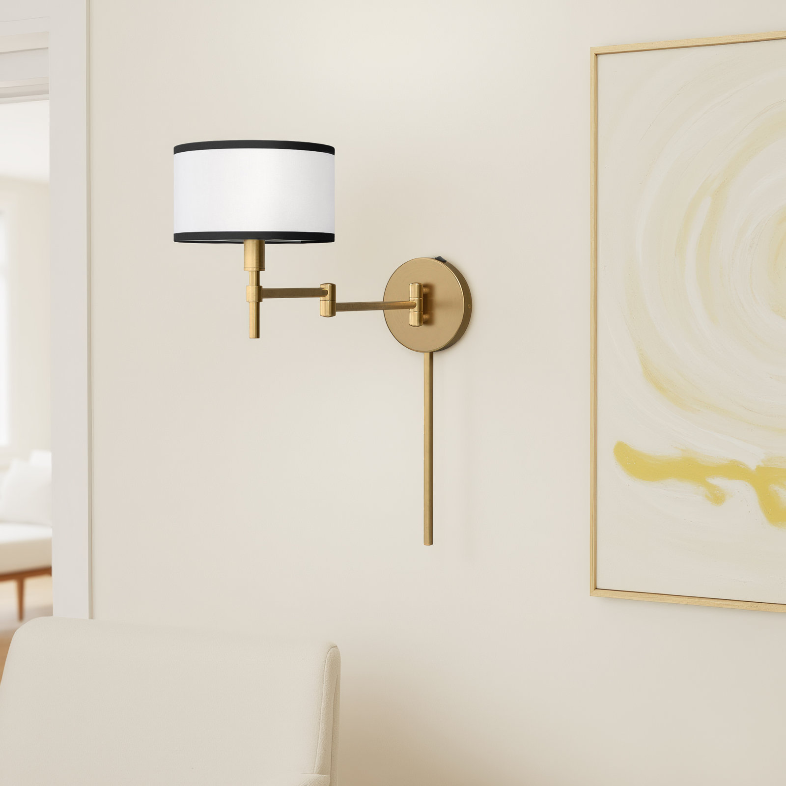 Hadid 1-Light Dimmable Brass Armed Sconce