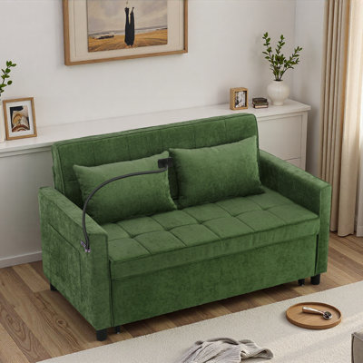 Pull-out Sofa Bed With A Reversible Backrest Cushion, Side Pockets, 2 Usb Ports And A Phone Holder