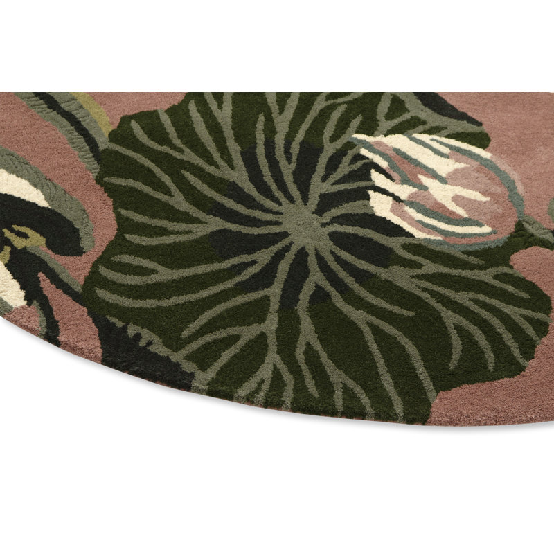 Hand Tufted Wool Floral Area Rug, Round 4'11"