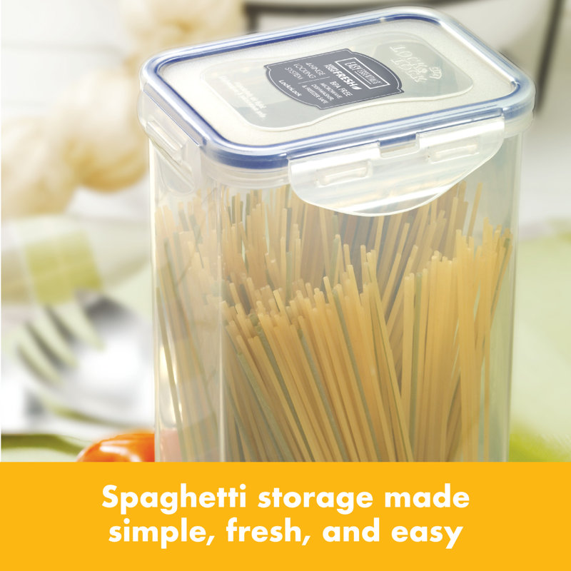 Clear Rectangular Plastic Airtight Pasta Storage Container, 8.5-Cup