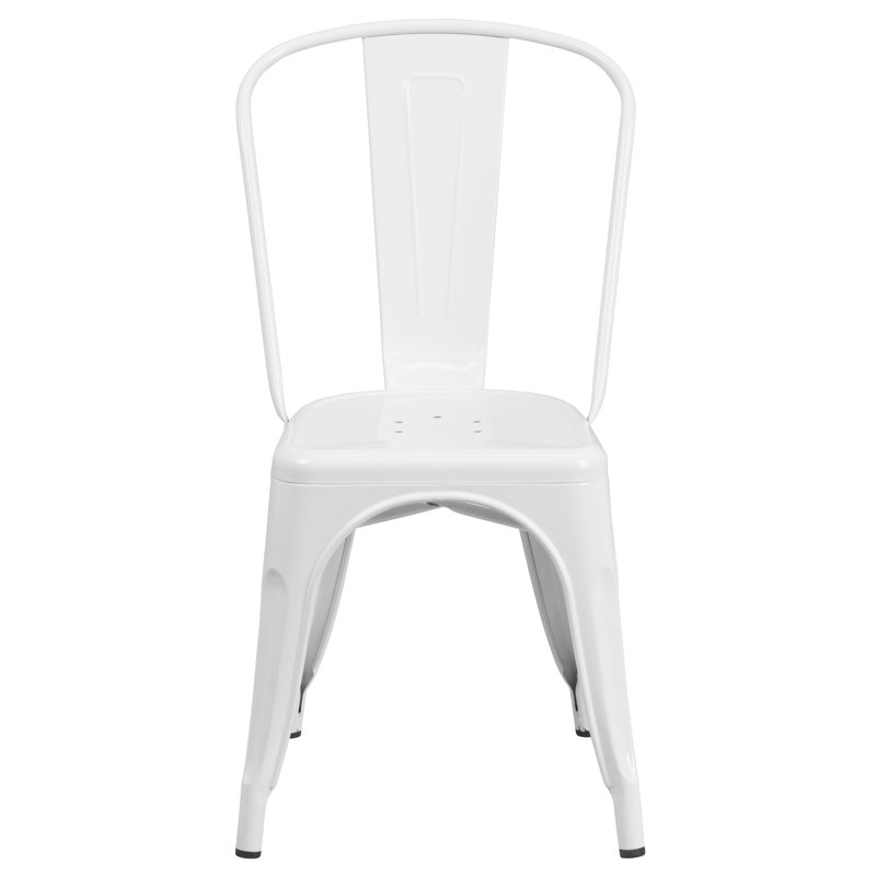 Commercial GradeMetal Indoor-Outdoor Stackable Chair, White