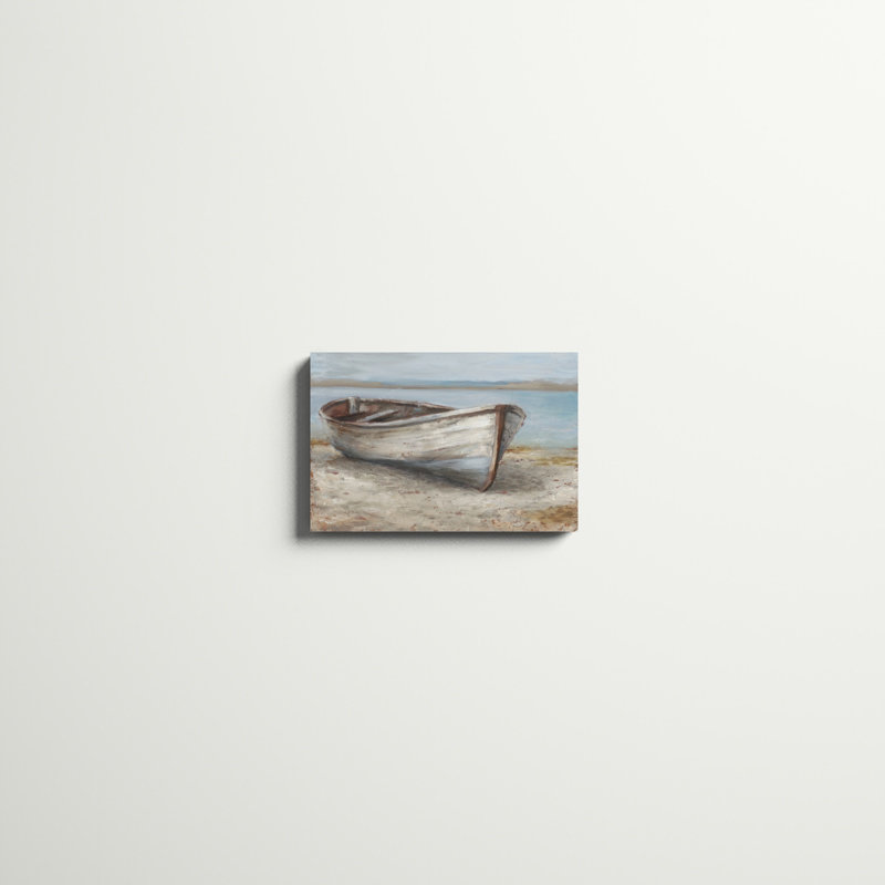 «Whitewashed Boat I» par Ethan Harper, reproduction d'art sur toile, H 12 po x l 18 po, Toile tendue, Sans cadre