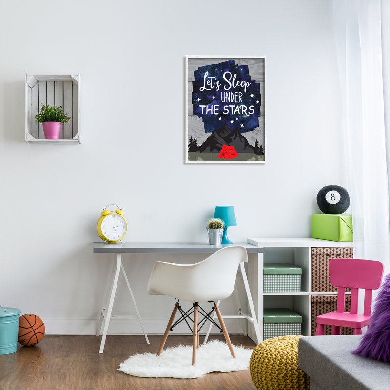 «Sleep Under the Stars Mountain», L 24 po x H 30 po, Giclée encadrée blanc bord de mer