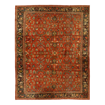 Antique One-of-a-Kind 13'11" X 17'3" Before 1900 Wool Area Rug in
