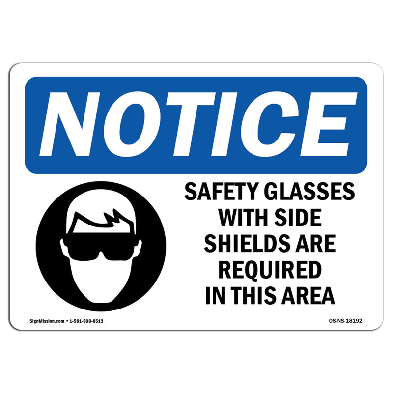 Panneau de sécurité en aluminium avec lunettes de sécurité 18 x 24