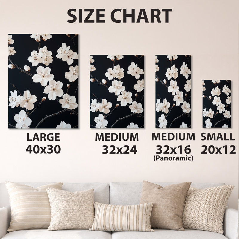 Branche de fleurs ivoire I - Décoration murale florale en métal, H 32 po x l 16 po