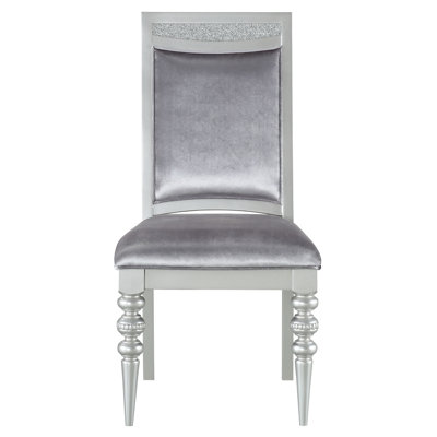 2 pièces d'appoint en gris et argent - Tissu élégant avec structure en bois incrusté de strass recouvert de 2 sièges