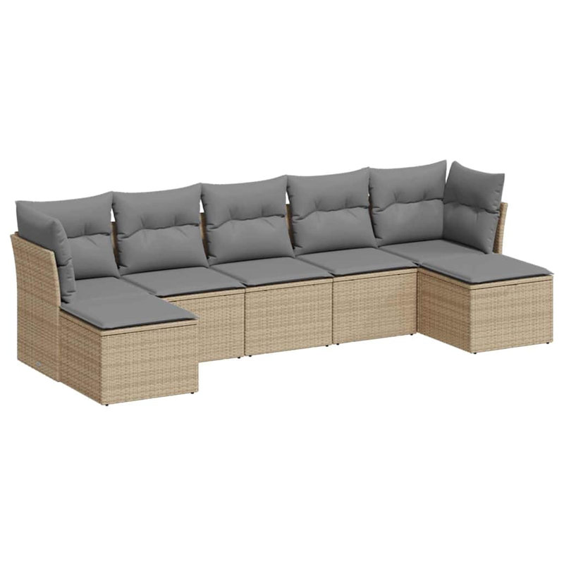  Garden Sofa Set Light Grey PE Rattan Large Modular