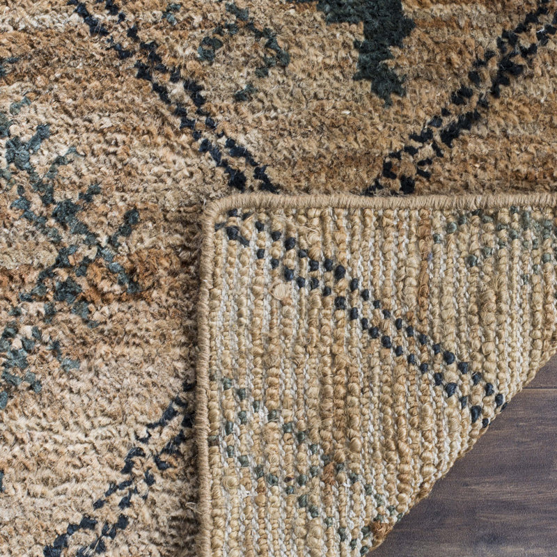 Suleman Hand Knotted Jute/Cotton Geometric Rug in Natural, Rectangle 5' x 8'