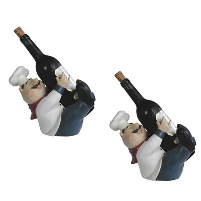 «2-PC Set» ICE ARMOR 10 "H Porte-bouteilles de vin Chef Accessoire de salle à manger Statue Sculpture Décoration d'ornement Maison / Pièce et Idées de cadeaux uniques pour la pendaison de crémaillère, les Fêtes et les Anniversaires