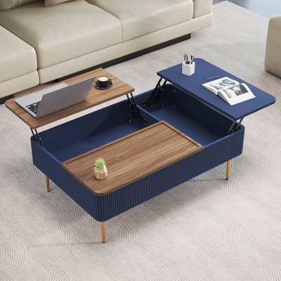 Table basse à plateau relevable avec 3 grandes armoires de salon