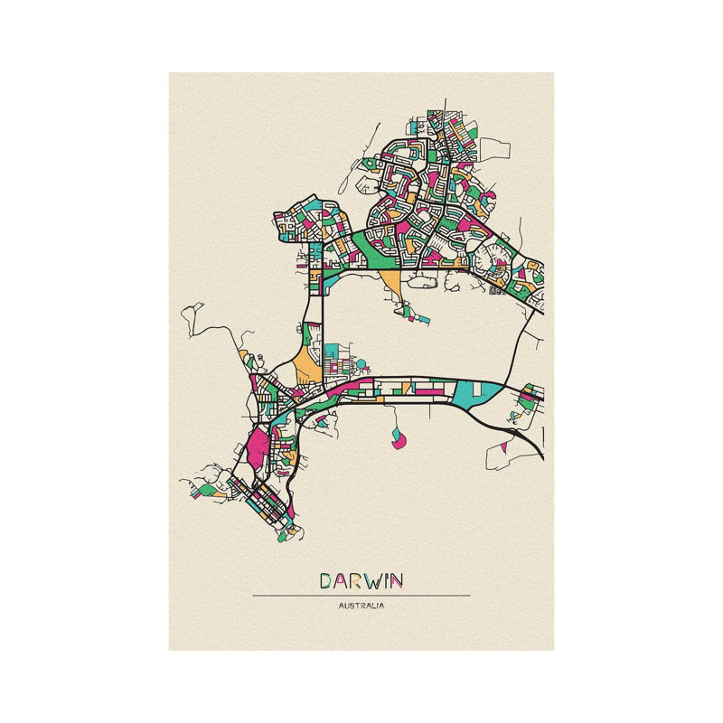 Darwin, Australia Map - Wrapped Canvas Print