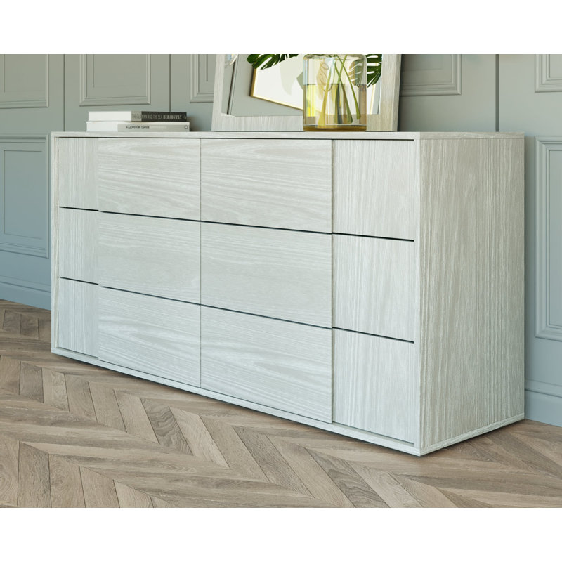 Bernhardiene 66'' W 6 - Drawer Dresser, White Washed Oak