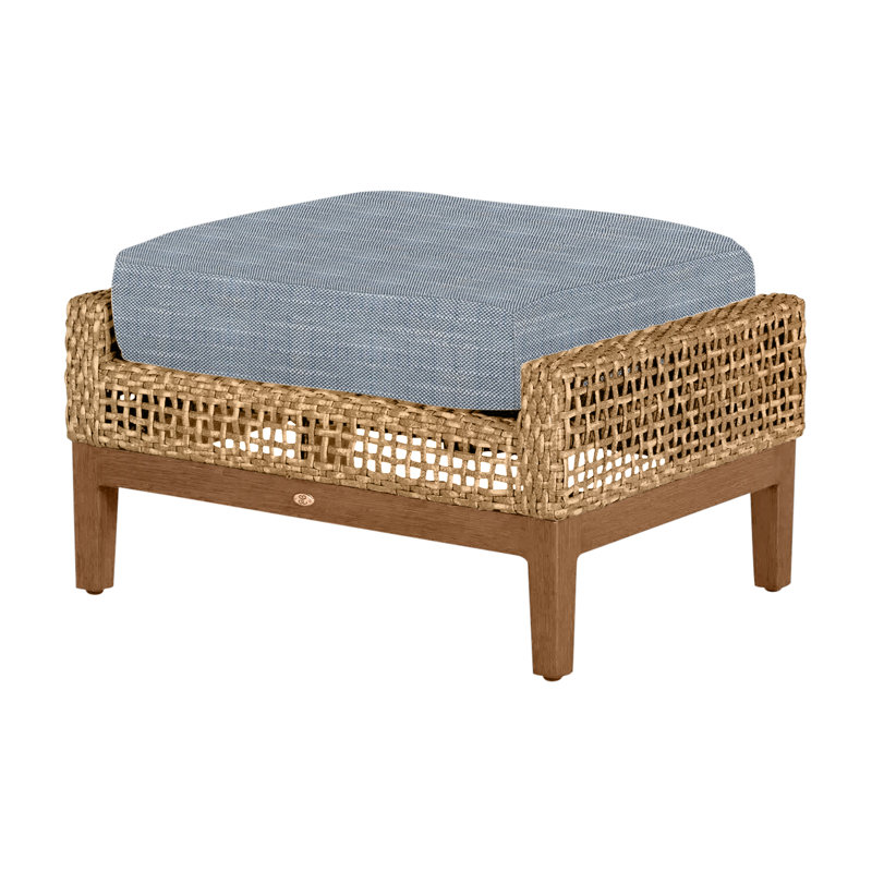 Repose-pieds tissé péninsule - Raphia clair / bois de santal, Pas de passepoil + bourre standard