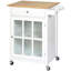 Chariot pour îlot de cuisine 27 "avec tiroir et porte vitrée, chariot de cuisine avec tablette réglable et porte-serviettes, blanc