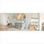 Structure de lit superposé en bois massif vert de style vert, style maisonnette pour chambre d'enfant avec glissoire et bibliothèque intégrée-129428090