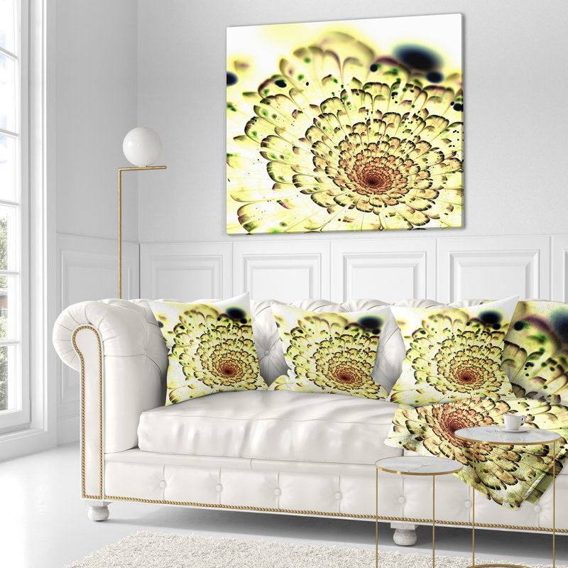 Coussin décoratif à motif fleur abstrait, 16 po x 1 po, Coussin décoratif