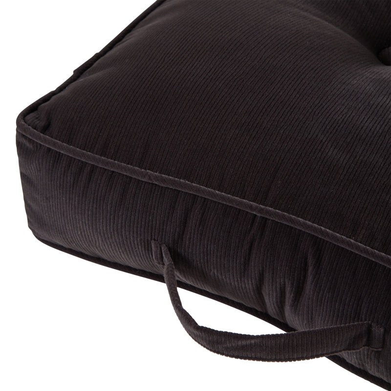 Coussin en microfibre de velours côtelé , Gris anthracite