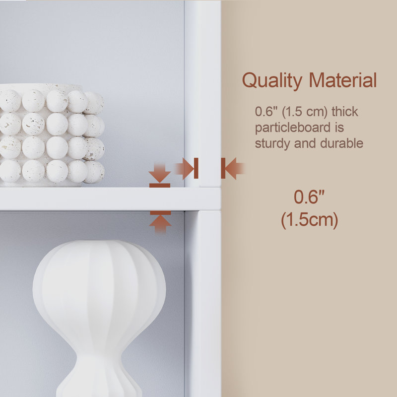 5-Shelf Multi-Functional Modern Wood Bookcase,, White
