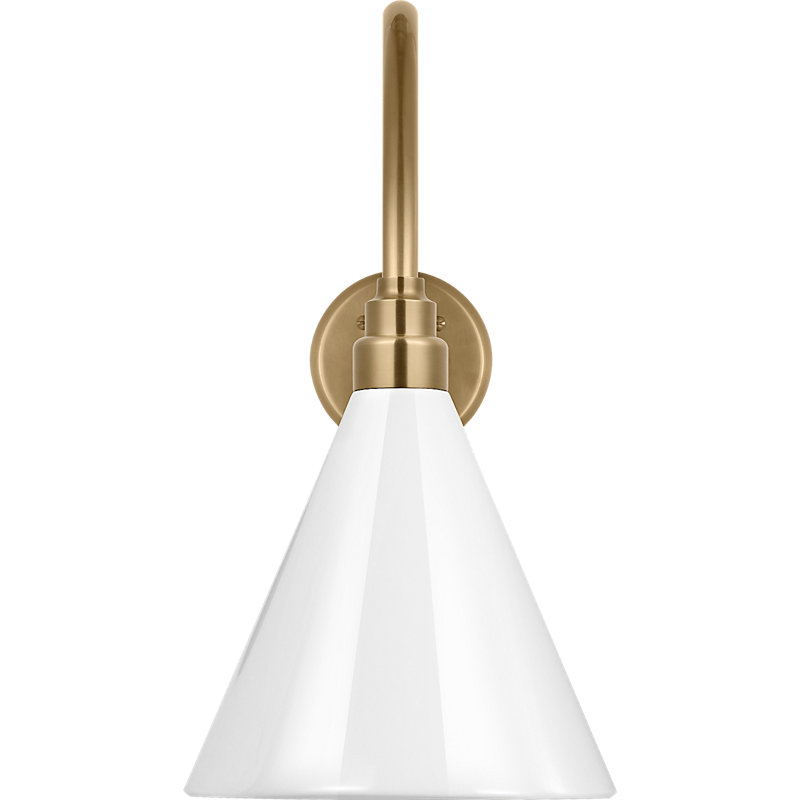 Thomas O'Brien 1 - Light Outdoor Barn Light, 19.25" H x 9" W x 27" D, Hand-Rubbed Antique Brass, White