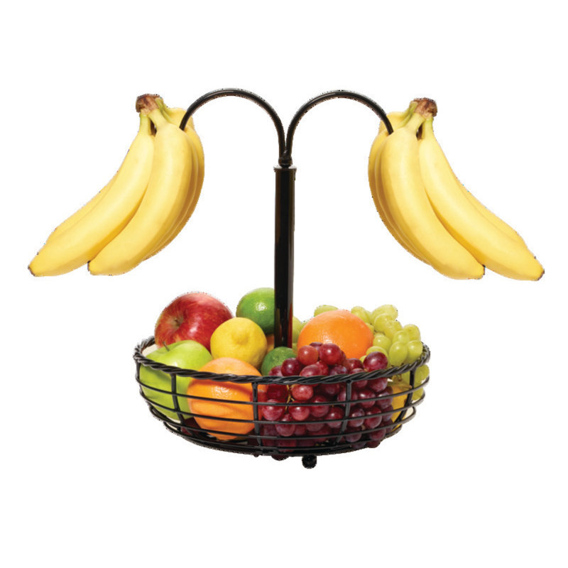 Black Iron Rope Design Fruit Basket with Double Banana Hook