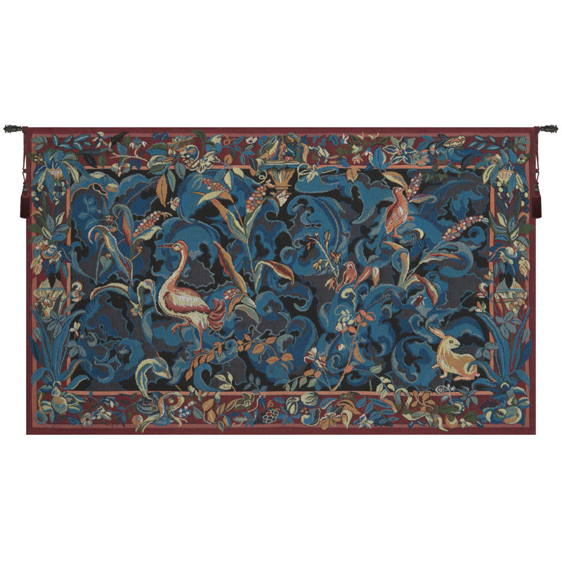 Animals Aristoloches Blue European Tapestry Wall Hanging