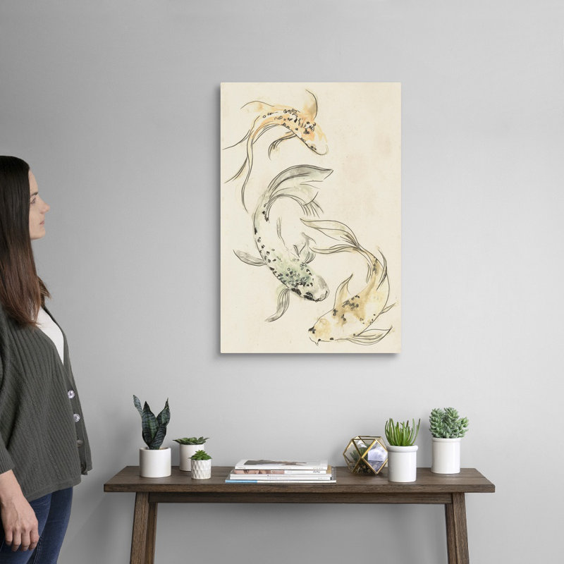 Koi Dance I, art mural sur toile, H 30 po x l 20 po x P 1 po, Toile tendue