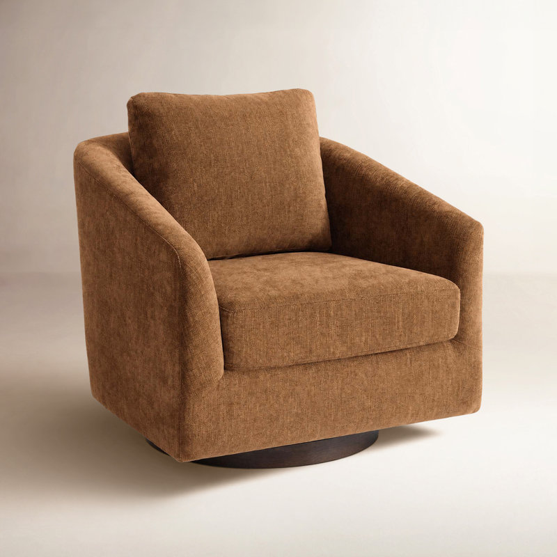 Fauteuil d'appoint pivotant en chenille Conway, Brown Chenille
