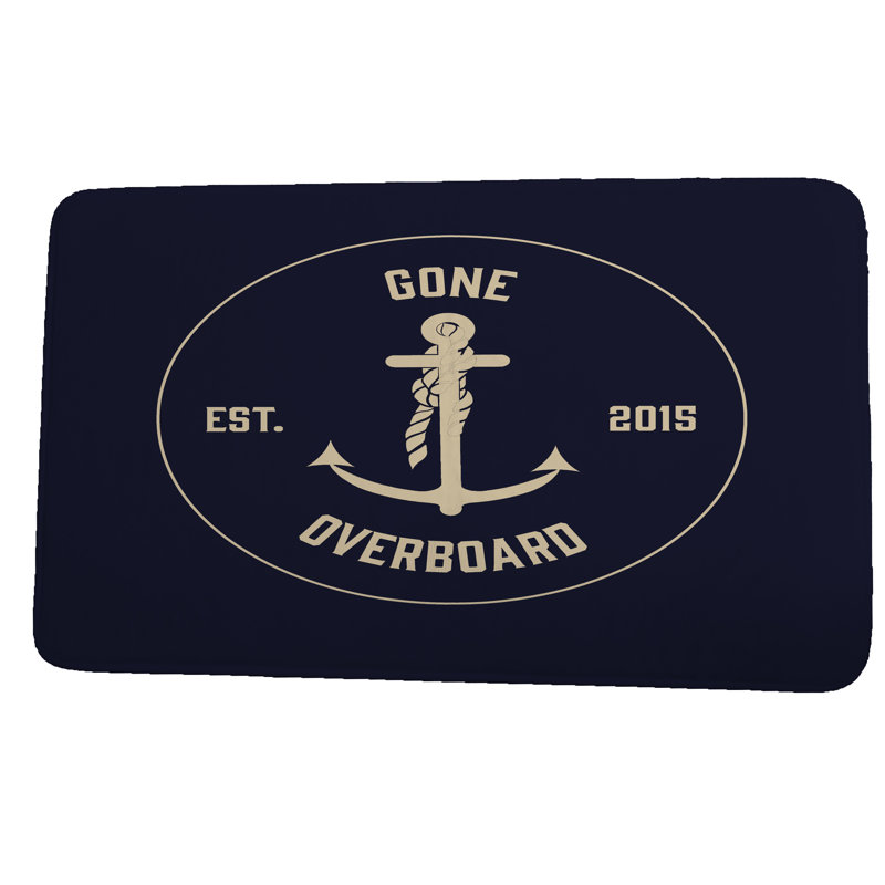 Emily Non-Slip Bath Mat, 21" W x 34" L, Navy