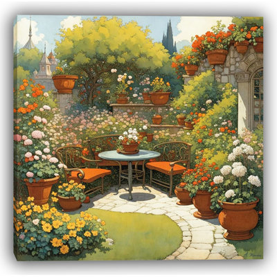 Floral Bistro in Bloom - Art mural sur toile tendue