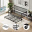 Lit de jour simple avec lit gigogne, structure de lit en métal pour chambre d'amis, peu encombrant, éléments classiques de style moderne, support robuste, rangement inférieur, assemblage facile, construction facile